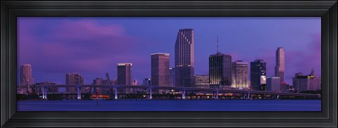 Framed Buildings At The Waterfront, Miami, Florida, USA (purple sky) Print