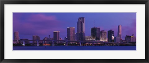 Framed Buildings At The Waterfront, Miami, Florida, USA (purple sky) Print