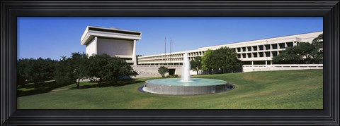 Framed Fountain in front of a library, Lyndon Johnson Presidential Library and Museum, Austin, Texas, USA Print