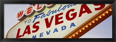 Framed Close-up of a welcome sign, Las Vegas, Nevada Print