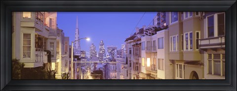 Framed San Francisco Street with view of Skyscrapers Print