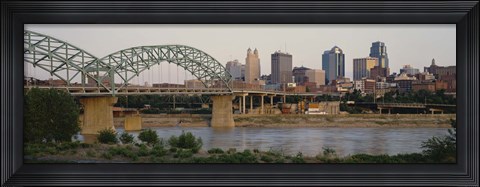 Framed Bridge across the river, Kansas City, Missouri, USA Print