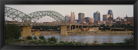 Framed Bridge across the river, Kansas City, Missouri, USA Print