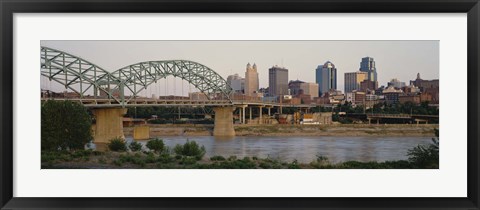 Framed Bridge across the river, Kansas City, Missouri, USA Print