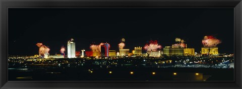 Framed Distant View of Buildings Lit Up At Night, Las Vegas, Nevada, USA Print