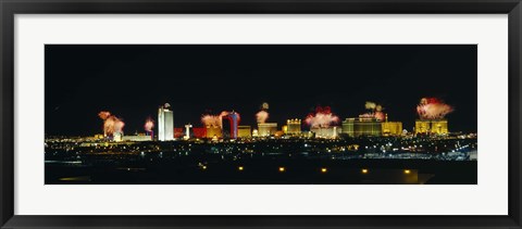 Framed Distant View of Buildings Lit Up At Night, Las Vegas, Nevada, USA Print