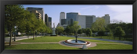 Framed Fountain In A Park, Austin, Texas, USA Print