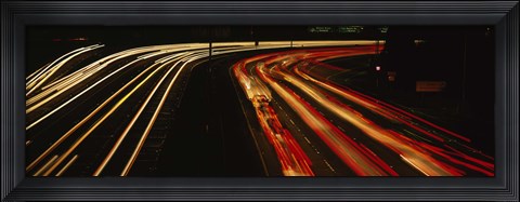 Framed High angle view of traffic on a road at night, Oakland, California, USA Print