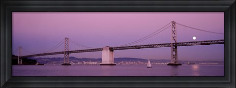 Framed Suspension bridge over a bay, Bay Bridge, San Francisco, California, USA Print