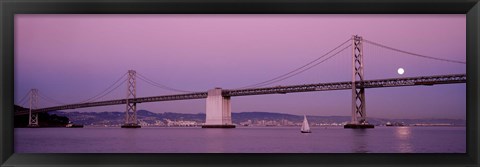 Framed Suspension bridge over a bay, Bay Bridge, San Francisco, California, USA Print