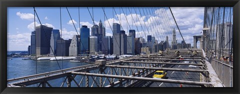 Framed Traffic on a bridge, Brooklyn Bridge, Manhattan, New York City, New York State Print