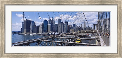 Framed Traffic on a bridge, Brooklyn Bridge, Manhattan, New York City, New York State Print