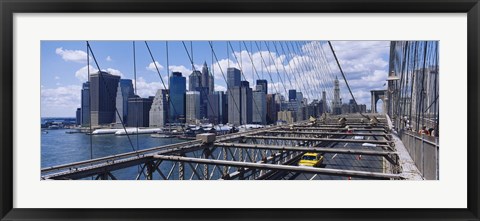 Framed Traffic on a bridge, Brooklyn Bridge, Manhattan, New York City, New York State Print