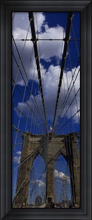 Framed Low angle view of a bridge, Brooklyn Bridge, Manhattan (color, vertical) Print