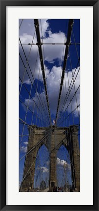 Framed Low angle view of a bridge, Brooklyn Bridge, Manhattan (color, vertical) Print