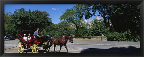 Framed Tourists Traveling In A Horse Cart, NYC, New York City, New York State, USA Print