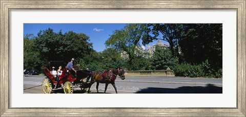 Framed Tourists Traveling In A Horse Cart, NYC, New York City, New York State, USA Print