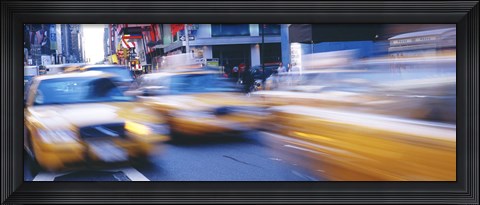 Framed Yellow taxis on the road, Times Square, Manhattan, New York City, New York State, USA Print