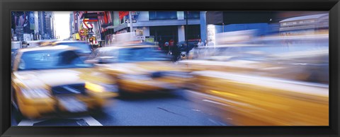 Framed Yellow taxis on the road, Times Square, Manhattan, New York City, New York State, USA Print