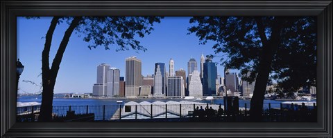 Framed Skyscrapers on the waterfront in Manhattan, New York City Print