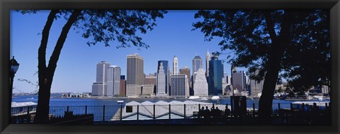 Framed Skyscrapers on the waterfront in Manhattan, New York City Print