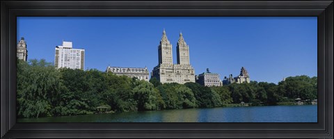 Framed Buildings on the bank of a lake, Manhattan, New York City, New York State, USA Print