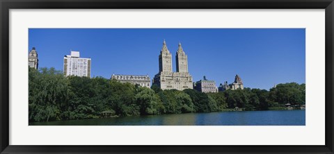 Framed Buildings on the bank of a lake, Manhattan, New York City, New York State, USA Print