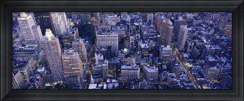 Framed Aerial View Of Buildings In A City, Manhattan, NYC, New York City, New York State, USA Print