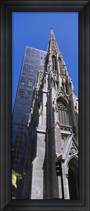 Framed Low angle view of a cathedral, St. Patrick&#39;s Cathedral, Manhattan, New York City, New York State, USA Print