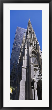 Framed Low angle view of a cathedral, St. Patrick&#39;s Cathedral, Manhattan, New York City, New York State, USA Print