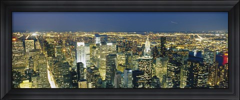 Framed Buildings Lit Up At Dusk, Manhattan, NYC, New York City Print