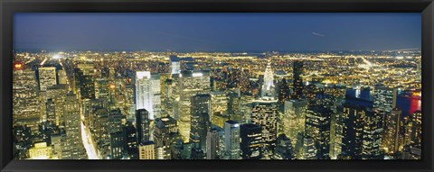 Framed Buildings Lit Up At Dusk, Manhattan, NYC, New York City Print