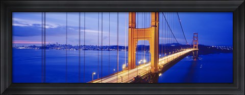 Framed Golden Gate Bridge Lit Up (close up view) Print