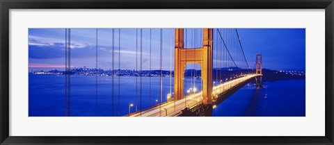 Framed Golden Gate Bridge Lit Up (close up view) Print