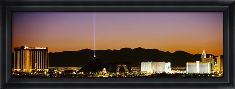 Framed Mandalay Bay and Luxor at night, Las Vegas, Nevada Print