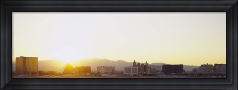 Framed Sunrise over a city, Las Vegas, Nevada, USA Print