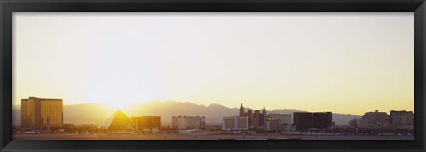 Framed Sunrise over a city, Las Vegas, Nevada, USA Print