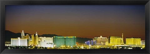 Framed Las Vegas skyline at night, Nevada Print