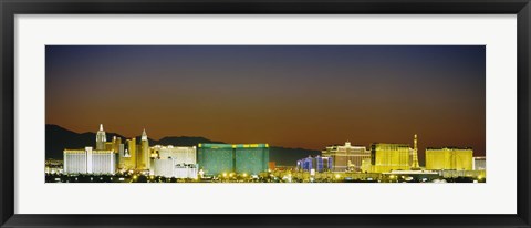 Framed Las Vegas skyline at night, Nevada Print