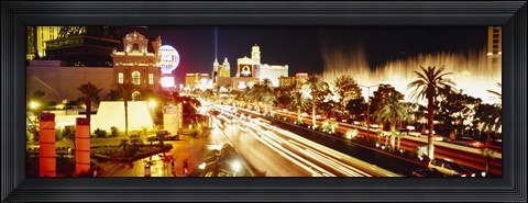 Framed Buildings in a city lit up at night, Las Vegas, Nevada Print