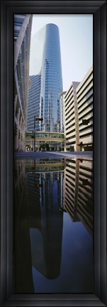 Framed Reflection of buildings on water, Houston, Texas, USA Print