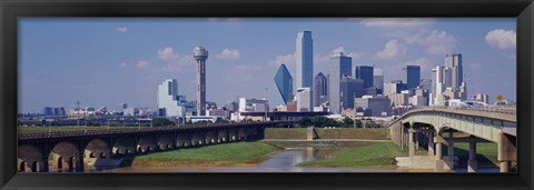 Framed Office Buildings In A City, Dallas, Texas, USA Print