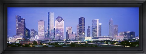 Framed Houston Skyline Lit Up, Texas Print
