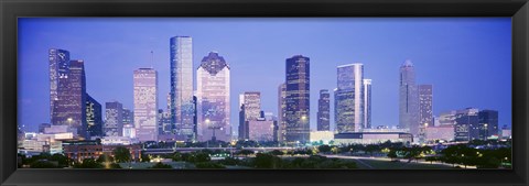 Framed Houston Skyline Lit Up, Texas Print