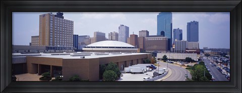 Framed High Angle View Of Office Buildings In A City, Dallas, Texas, USA Print