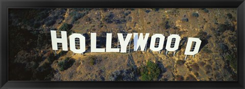 Framed USA, California, Los Angeles, Aerial view of Hollywood Sign at Hollywood Hills Print