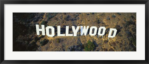 Framed USA, California, Los Angeles, Aerial view of Hollywood Sign at Hollywood Hills Print