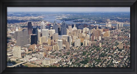 Framed Aerial view of a city, Philadelphia, Pennsylvania Print