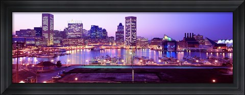 Framed Inner Harbor, Baltimore, Maryland at Night Print