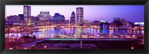 Framed Inner Harbor, Baltimore, Maryland at Night Print